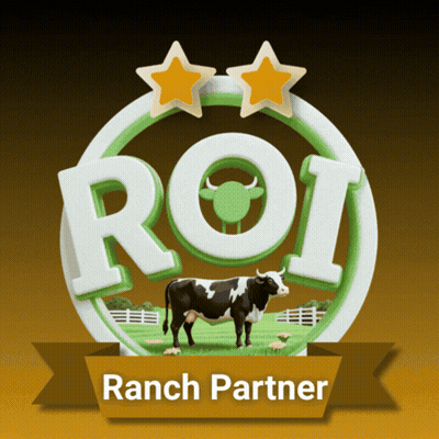 A Logo For Roi Ranch Partner With A Cow GIF