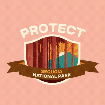 A Logo For Sequoia National Park With A Mountain In The Background GIF
