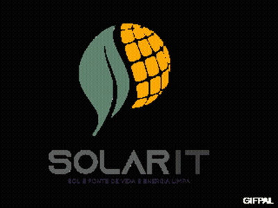 A Logo For Solarit With A Leaf And A Globe GIF