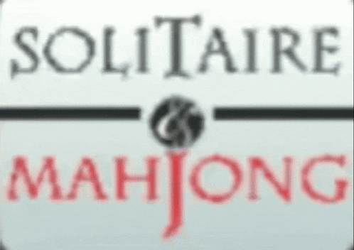 A Logo For Solitaire Mahjong With A Black And Red Ball GIF