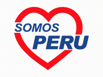 A Logo For Somos Peru Has A Red Heart In The Middle GIF