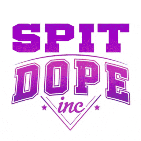 A Logo For Spit Dope Inc. Is Blue And White GIF