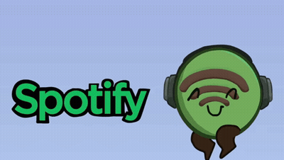 A Logo For Spotify With A Green Cartoon Character Wearing Headphones GIF