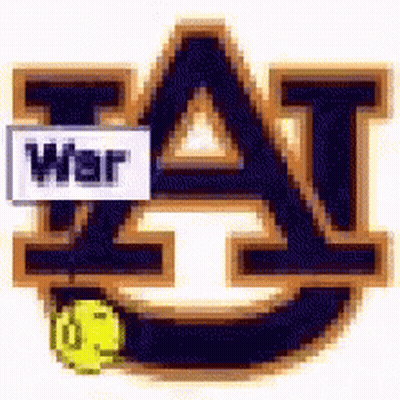 A Logo For The Auburn Softball Team With A Yellow Softball GIF