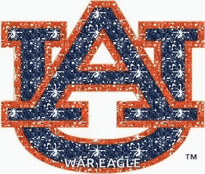 A Logo For The Auburn War Eagles With Glitter On It GIF