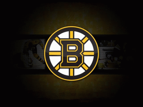 A Logo For The Boston Bruins Is Shown On A Black Background GIF