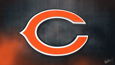 A Logo For The Chicago Bears With A Dark Background GIF
