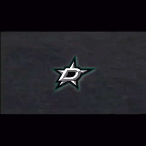 A Logo For The Dallas Stars With A Green And White Star On A Black Background GIF