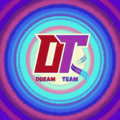 A Logo For The Dream Team Is Surrounded By A Colorful Background GIF