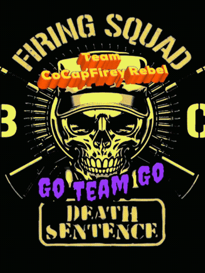 A Logo For The Firing Squad Shows A Skull And Says Go Team Go Death Sentence GIF