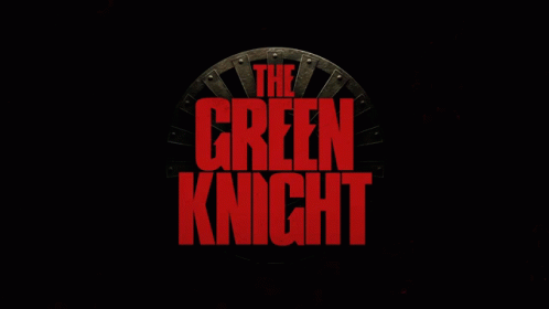 A Logo For The Green Knight In Red Letters On A Black Background GIF