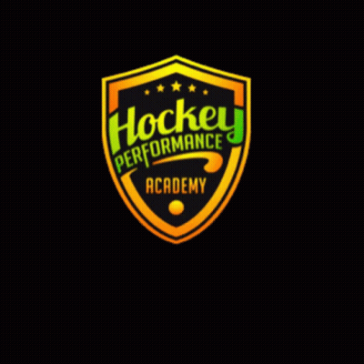 A Logo For The Hockey Performance Academy With A Black Background GIF