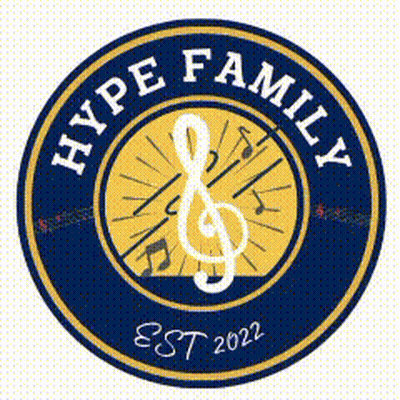 A Logo For The Hype Family With A Treble Clef In The Middle . GIF
