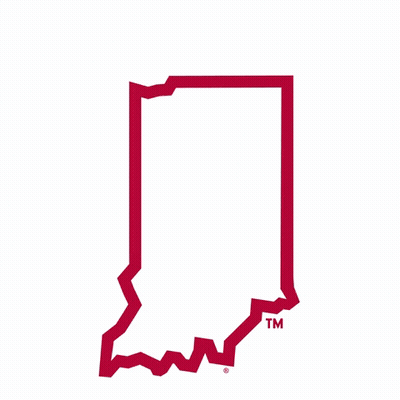 A Logo For The Indiana Hoosiers Is Shown In Red On A White Background GIF