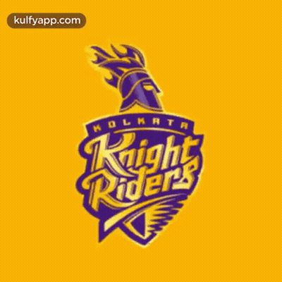 A Logo For The Kolkata Knight Riders Against A Yellow Background GIF
