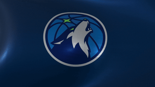 A Logo For The Minnesota Timberwolves With A Wolf Howling GIF