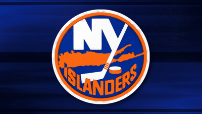 A Logo For The New York Islanders With A Hockey Stick And Puck GIF