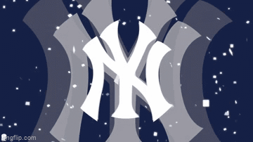 A Logo For The New York Yankees Is Shown On A Blue Background GIF