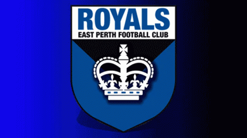 A Logo For The Royals East Perth Football Club With A Crown GIF