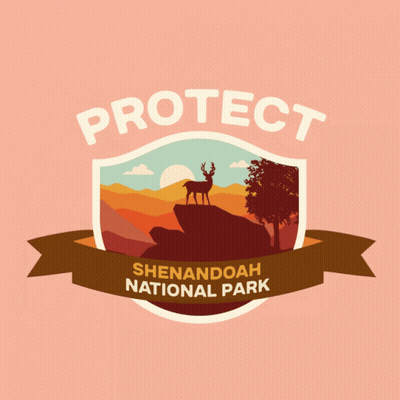 A Logo For The Shenandoah National Park With A Deer Standing On A Rock GIF