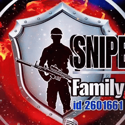 A Logo For The Snipe Family With A Soldier Holding A Gun GIF