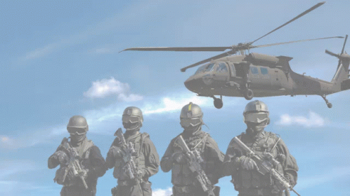 A Logo For The United States Army With Soldiers Behind It GIF