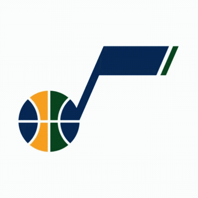 A Logo For The Utah Jazz With A Basketball GIF
