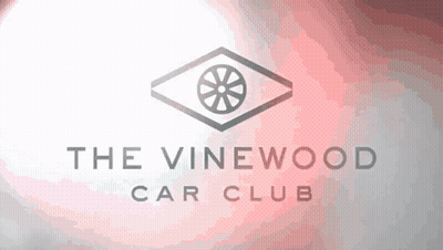A Logo For The Vinewood Car Club With A Wheel In The Middle GIF