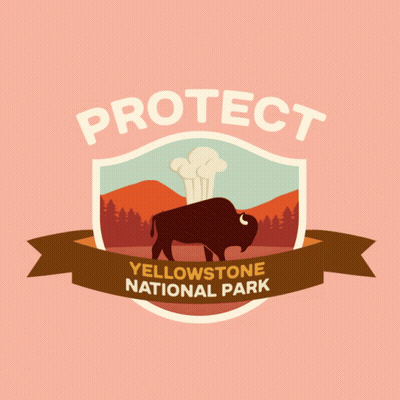 A Logo For The Yellowstone National Park With A Bison GIF