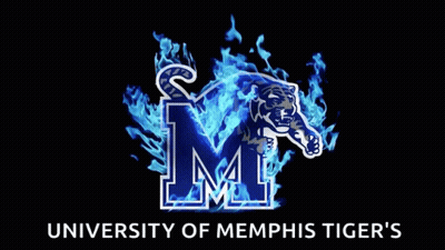 A Logo For University Of Memphis Tiger 'S With A Blue Tiger GIF