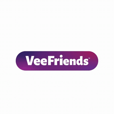 A Logo For Veefriends With A Cartoon Character GIF