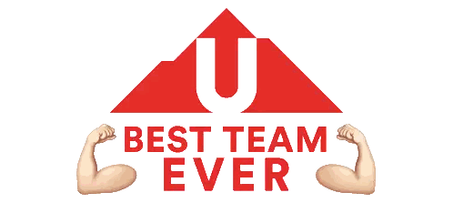 A Logo That Says Best Team Ever With A Triangle And Muscles Sticker