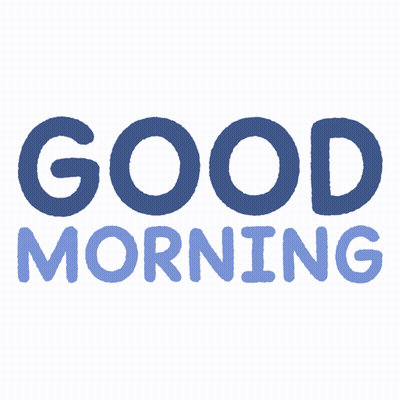 A Logo That Says Good Morning In Blue Letters GIF