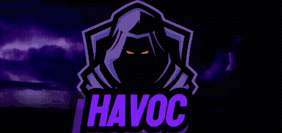A Logo That Says Hhavoc With A Hooded Figure GIF