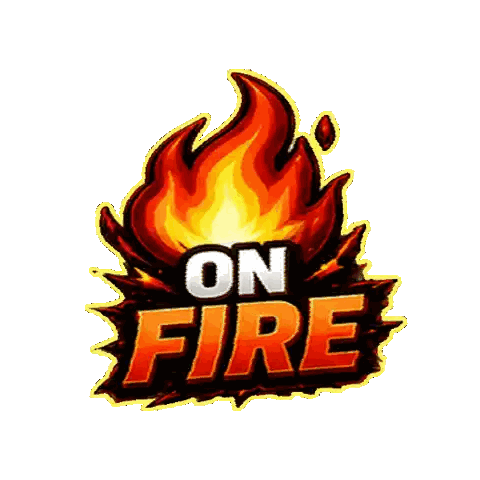 A Logo That Says " On Fire " With A Flame Sticker
