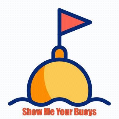 A Logo That Says Show Me Your Buoys With A Buoy In The Water GIF