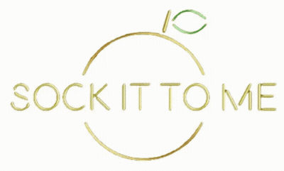 A Logo That Says Sock It To Me With A Ring On It GIF