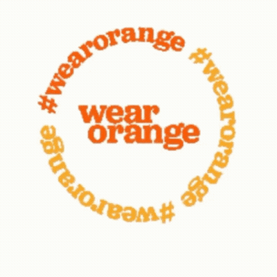 A Logo That Says Wear Orange In A Circle On A White Background GIF