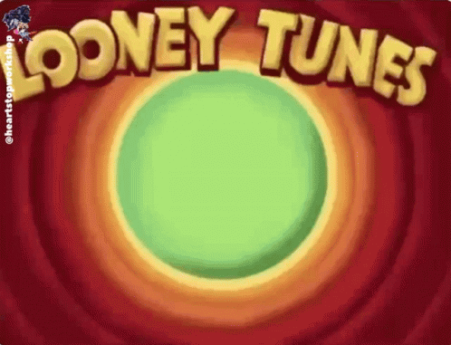 A Looney Tunes Animated Background With A Green Circle In The Middle GIF