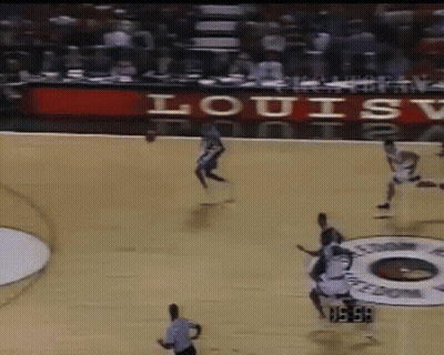 A Louis Basketball Game Is Being Played On A Court GIF