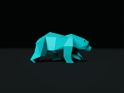 A Low Poly Model Of A Bear Is Walking On A Black Background GIF