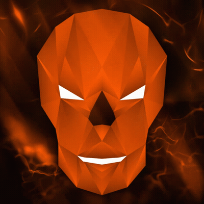 A Low Poly Skull With A Smiling Face On A Dark Background GIF