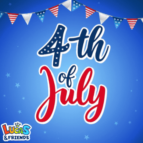 A Lucas And Friends Advertisement For 4Th Of July Celebrations GIF