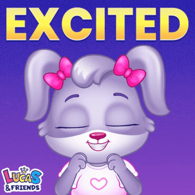 A Lucas And Friends Advertisement With A Bunny With A Pink Bow On Her Head GIF