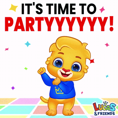 A Lucas And Friends Advertisement With A Cartoon Character Dancing GIF