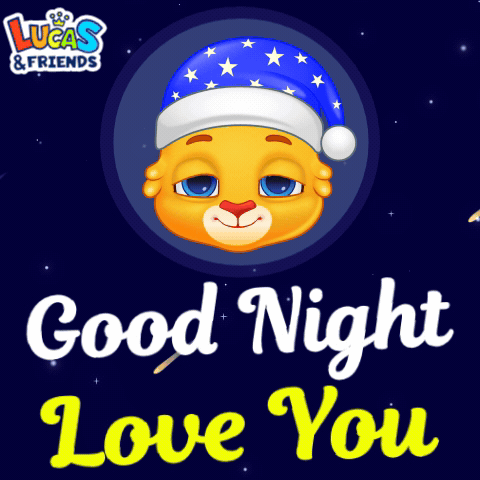 A Lucas And Friends Advertisement With A Cartoon Face And The Words Good Night Love You GIF