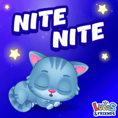 A Lucas And Friends Advertisement With A Cat Sleeping GIF