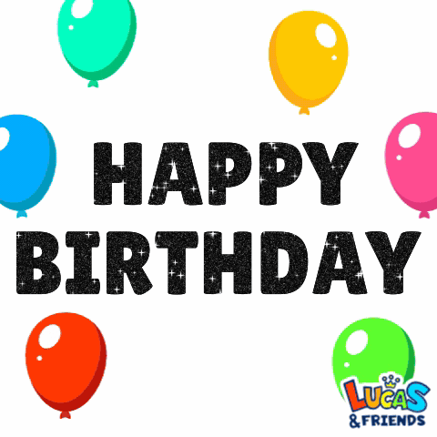 A Lucas And Friends Birthday Greeting Card With Pink Cakes GIF