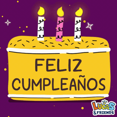A Lucas And Friends Greeting Card With A Birthday Cake GIF