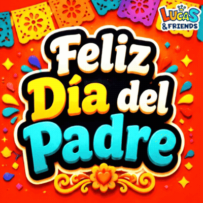 A Lucas And Friends Greeting Card With A Feliz Dia Del Padre Message GIF